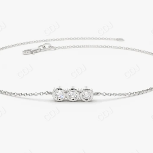 14k Solid Gold Trio Genuine Diamond Bracelet  customdiamjewel 10 KT Solid Gold White Gold VVS-EF