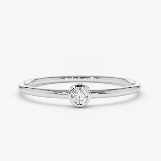 0.07CTW Solitaire Lab Grown Diamond Stacking Engagement Ring  customdiamjewel 10KT White Gold VVS-EF