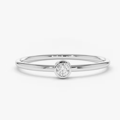 Simple Solitaire Bezel Set Diamond Wedding Band  customdiamjewel 10KT White Gold VVS-EF