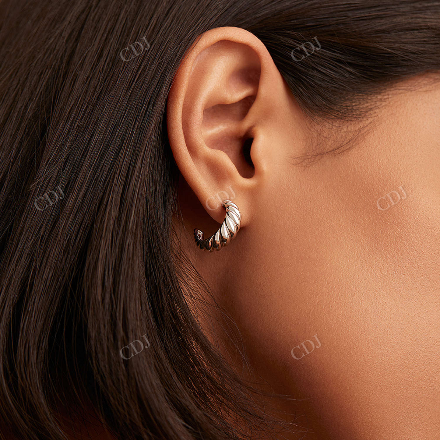 14K Solid Gold Croissant Dome Shape Stud Earring  customdiamjewel   