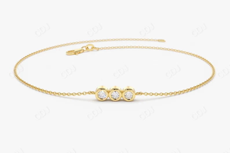 14k Solid Gold Trio Genuine Diamond Bracelet  customdiamjewel 10 KT Solid Gold Yellow Gold VVS-EF