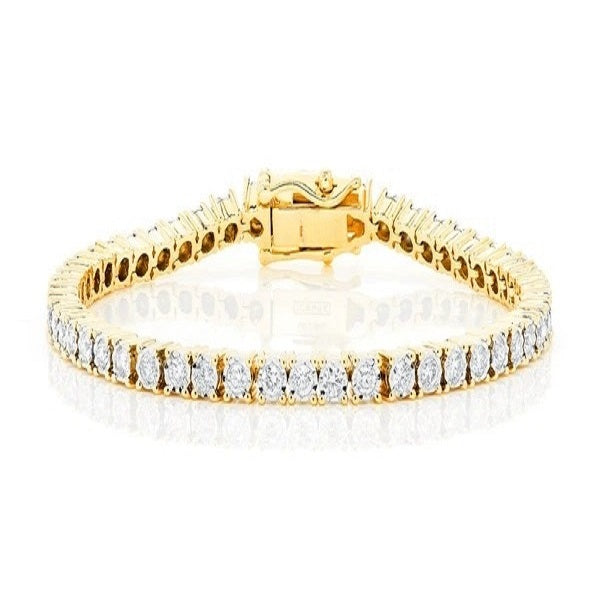 Hip Hop Oval Cut Solid Yellow Gold Diamond Tennis Bracelet hip hop jewelry customdiamjewel   