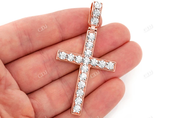 0.75CTW Bezel Set Extra Large Cross Pendant  customdiamjewel   