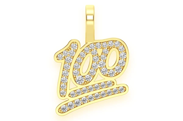 0.25CTW Bezel Set Diamond "100" Emoji Pendant  customdiamjewel   