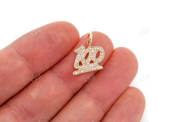 0.25CTW Bezel Set Diamond "100" Emoji Pendant  customdiamjewel   