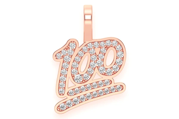 0.25CTW Bezel Set Diamond "100" Emoji Pendant  customdiamjewel   