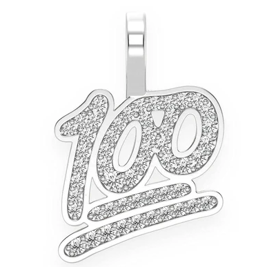 0.25CTW Bezel Set Diamond "100" Emoji Pendant  customdiamjewel   