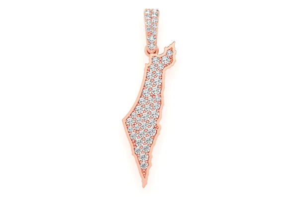 0.40CTW Diamond Israel Palestine Country Pendant  customdiamjewel   