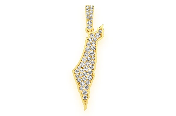 0.40CTW Diamond Israel Palestine Country Pendant  customdiamjewel   