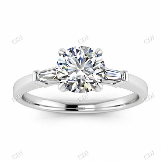 Three Stone Moissanite Diamond 14K White Gold Ring  customdiamjewel 10KT White Gold VVS-EF