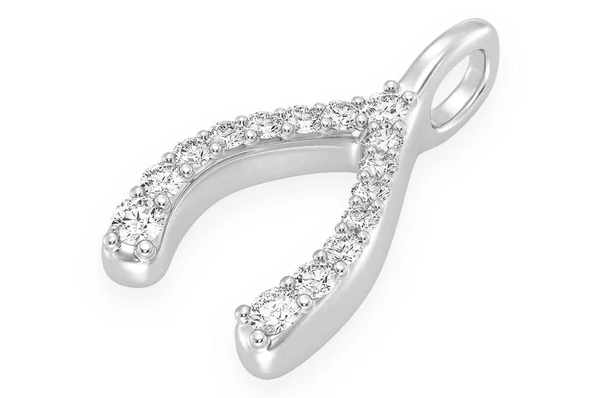 0.15CTW Round Diamond Open Wishbone Pendant  customdiamjewel   