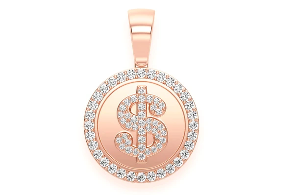 1.00CTW Dollar Sign Circle Pendant  customdiamjewel   