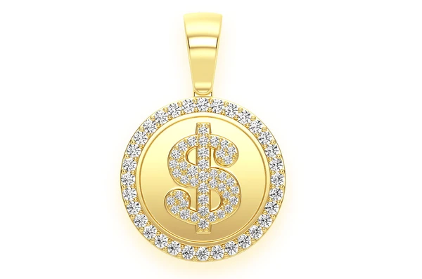 1.00CTW Dollar Sign Circle Pendant  customdiamjewel   