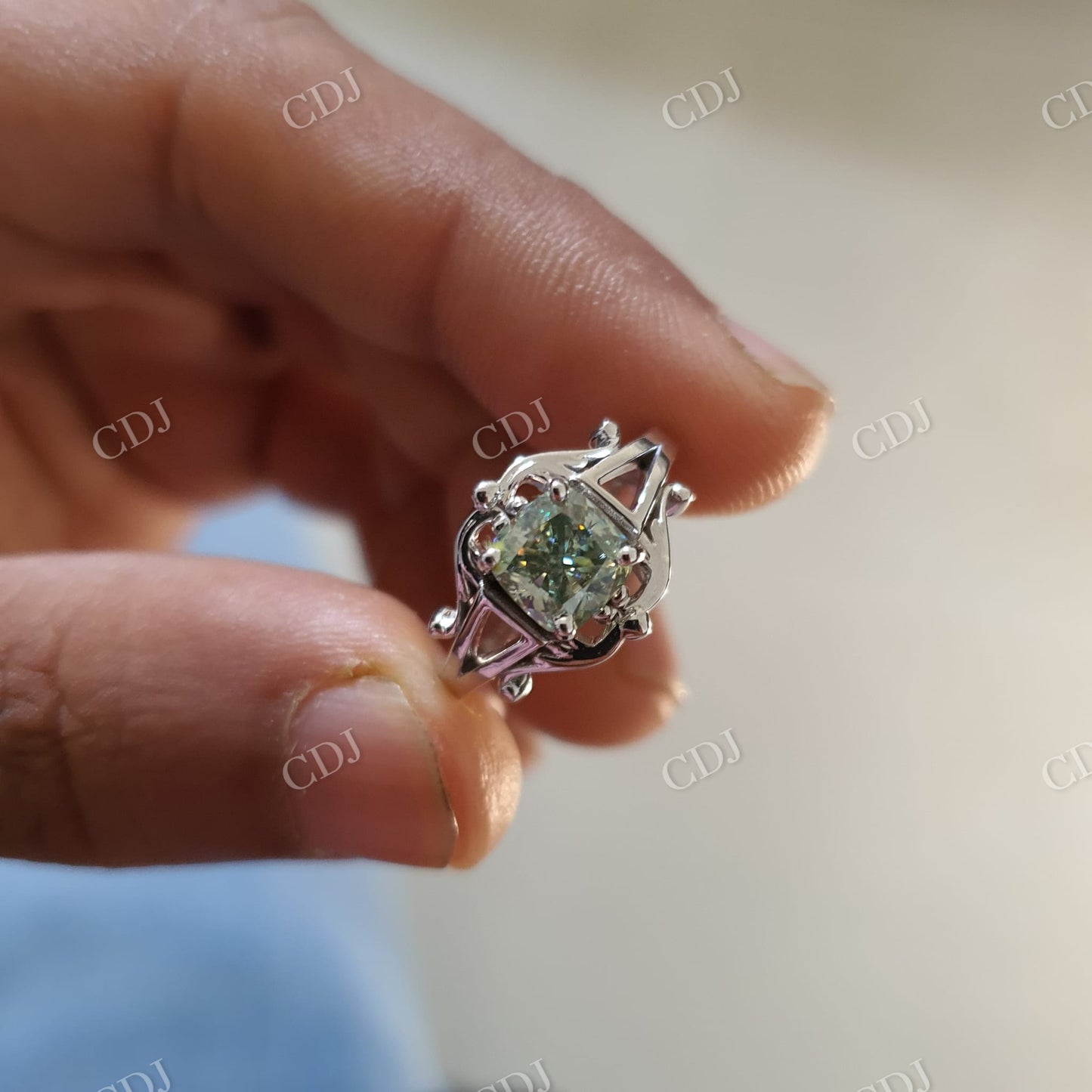 Unique Split Shank Solitaire Moissanite Engagement Ring  customdiamjewel   