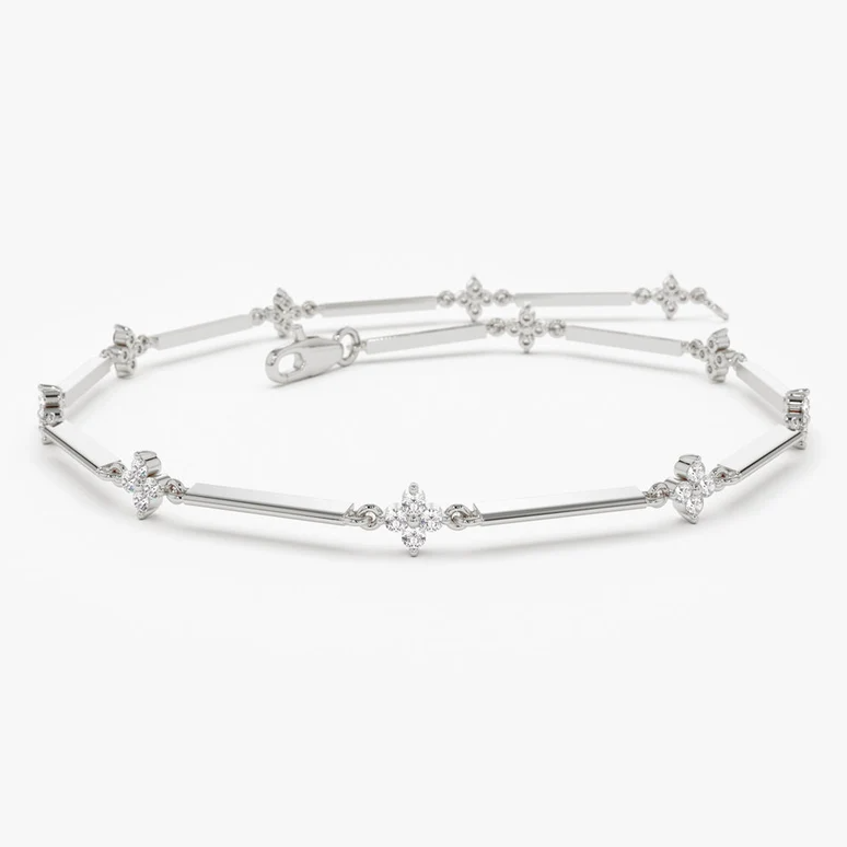 Lab Grown Diamond Clover Cluster Bracelet  customdiamjewel   