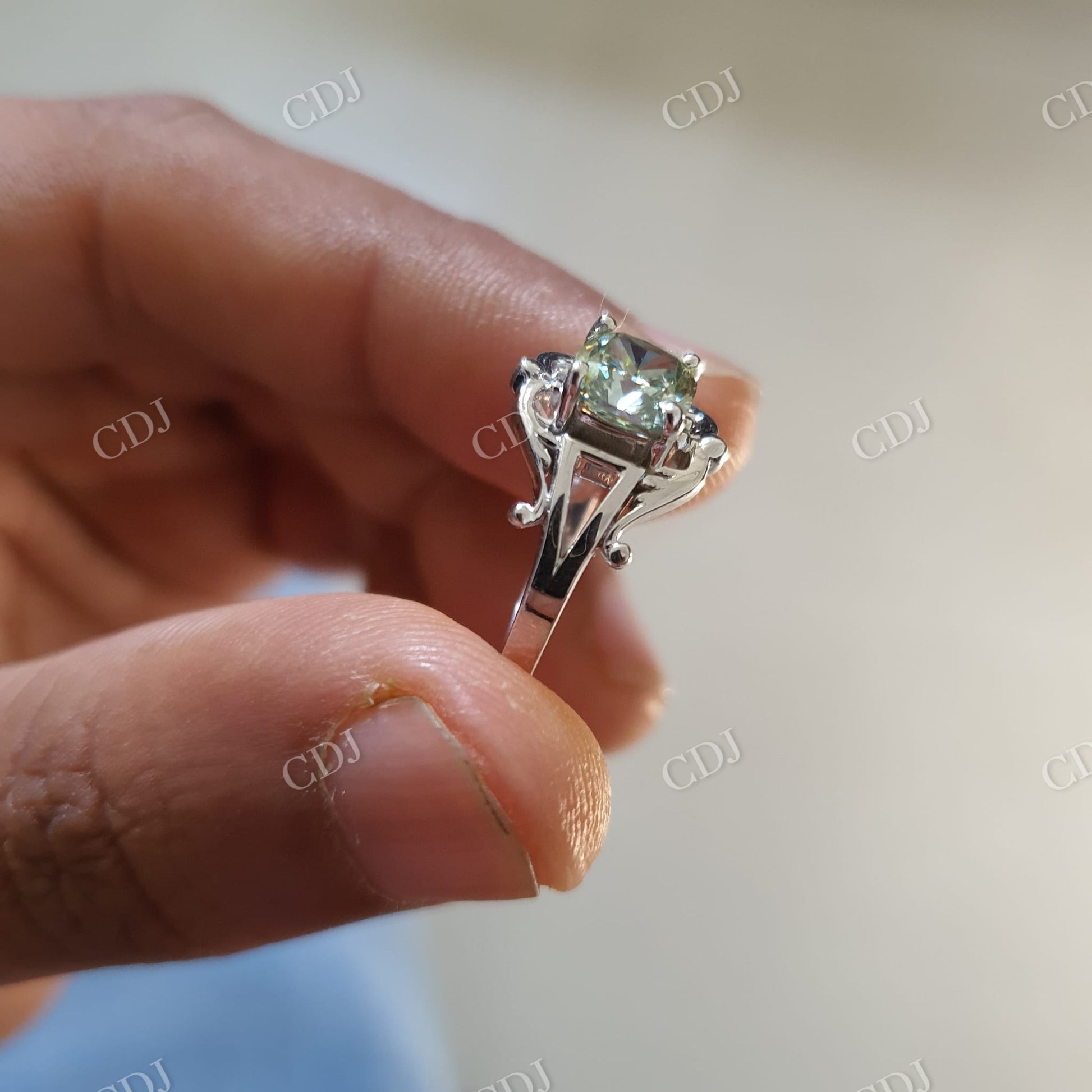 Unique Split Shank Solitaire Moissanite Engagement Ring  customdiamjewel   