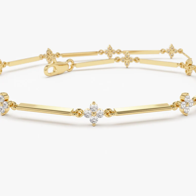 Lab Grown Diamond Clover Cluster Bracelet  customdiamjewel   