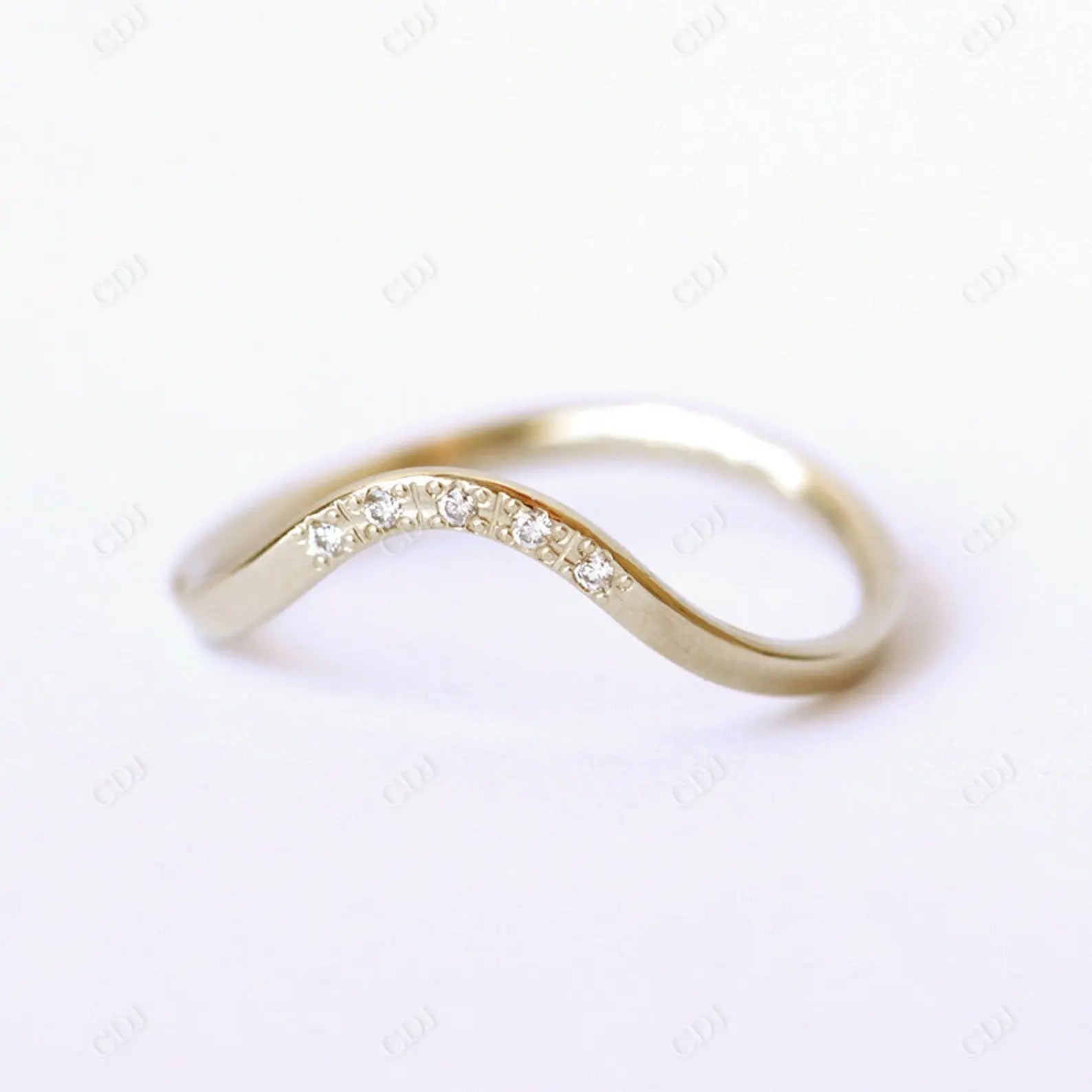 Curved 0.025CTW Round Diamond Wedding Band  customdiamjewel   