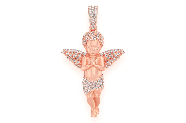 0.60CTW Round Diamond Praying Cherub Pendant  customdiamjewel   