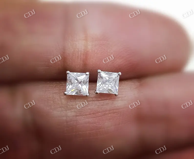 0.5CT Moissanite Princess Stud Diamond Earrings  customdiamjewel   