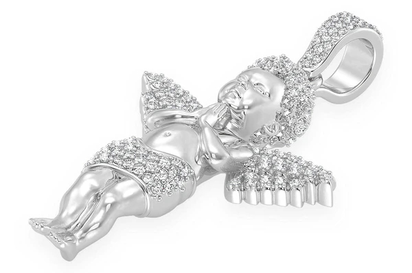 0.60CTW Round Diamond Praying Cherub Pendant  customdiamjewel   