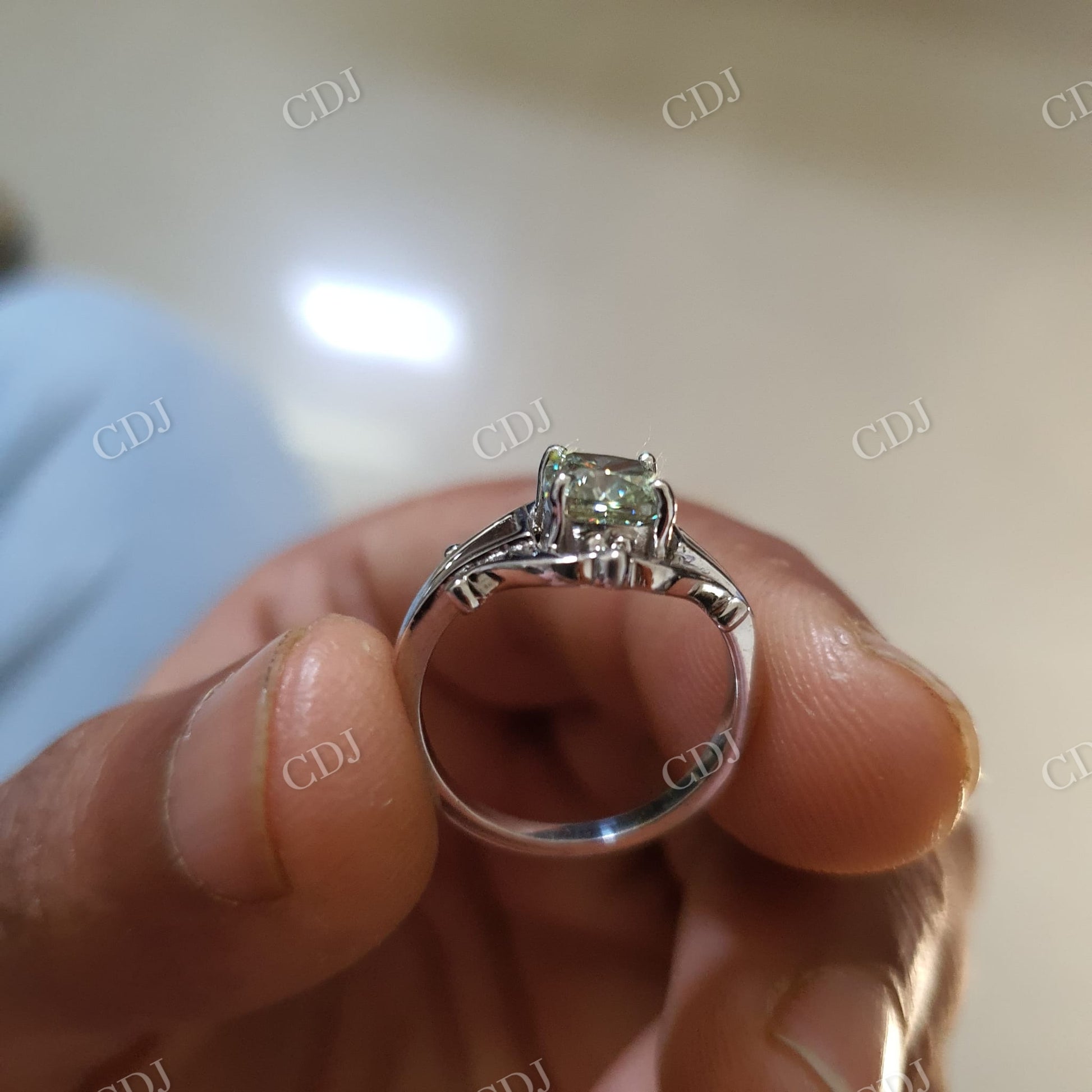 Unique Split Shank Solitaire Moissanite Engagement Ring  customdiamjewel   