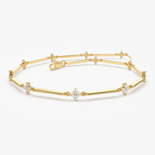 Natural Diamond 14k Solid Gold Cluster Bracelet  customdiamjewel 10 KT Solid Gold Yellow Gold VVS-EF