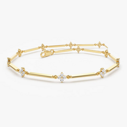 Natural Diamond 14k Solid Gold Cluster Bracelet  customdiamjewel 10 KT Solid Gold Yellow Gold VVS-EF