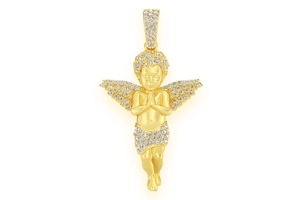 0.60CTW Round Diamond Praying Cherub Pendant  customdiamjewel   