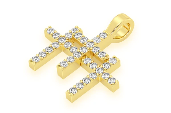 0.50CTW Diamond Triple Cross Pendant  customdiamjewel   