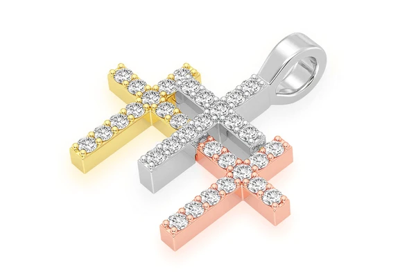 0.50CTW Diamond Triple Cross Pendant  customdiamjewel   