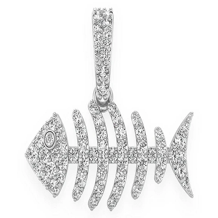 0.33CTW Bare Bone Fish Diamond Pendant  customdiamjewel   