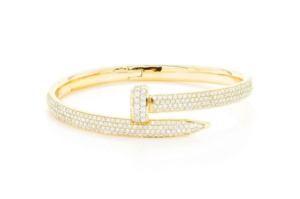 Yello Gold Diamond Nail Bangle Bracelet  customdiamjewel   