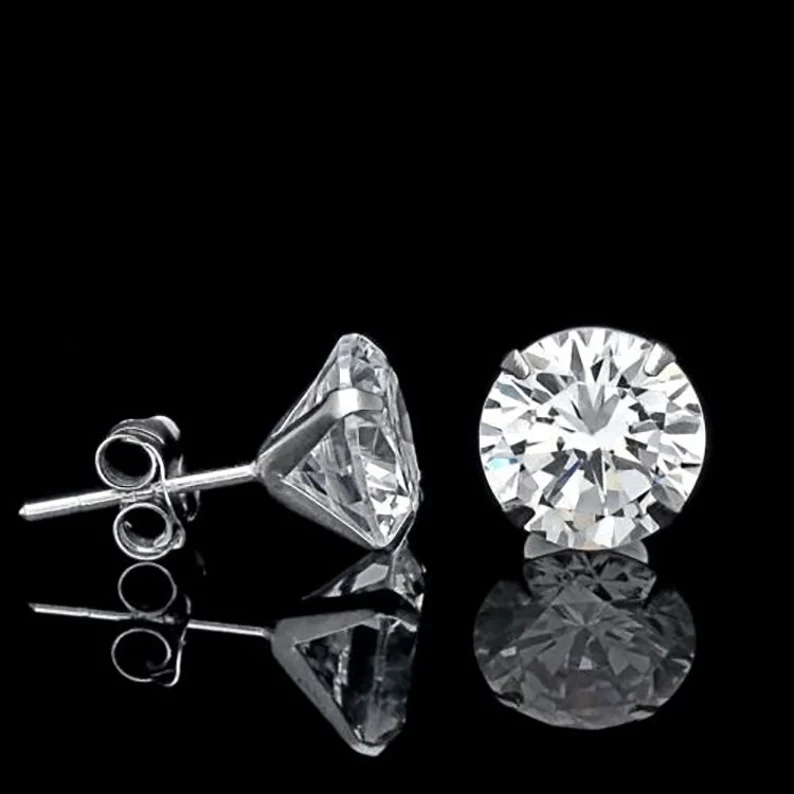 0.5CT Moissanite Brilliant Cut Diamond Stud Earrings  customdiamjewel   