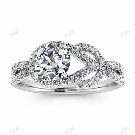 White Gold Unique Halo Moissanite Milgrain Engagement Ring  customdiamjewel 10KT White Gold VVS-EF