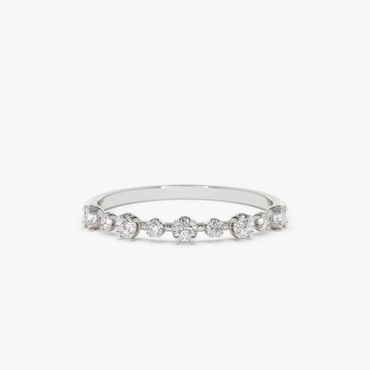 0.18CTW Natural Diamond Dainty Stackable Wedding Band  customdiamjewel 10KT White Gold VVS-EF