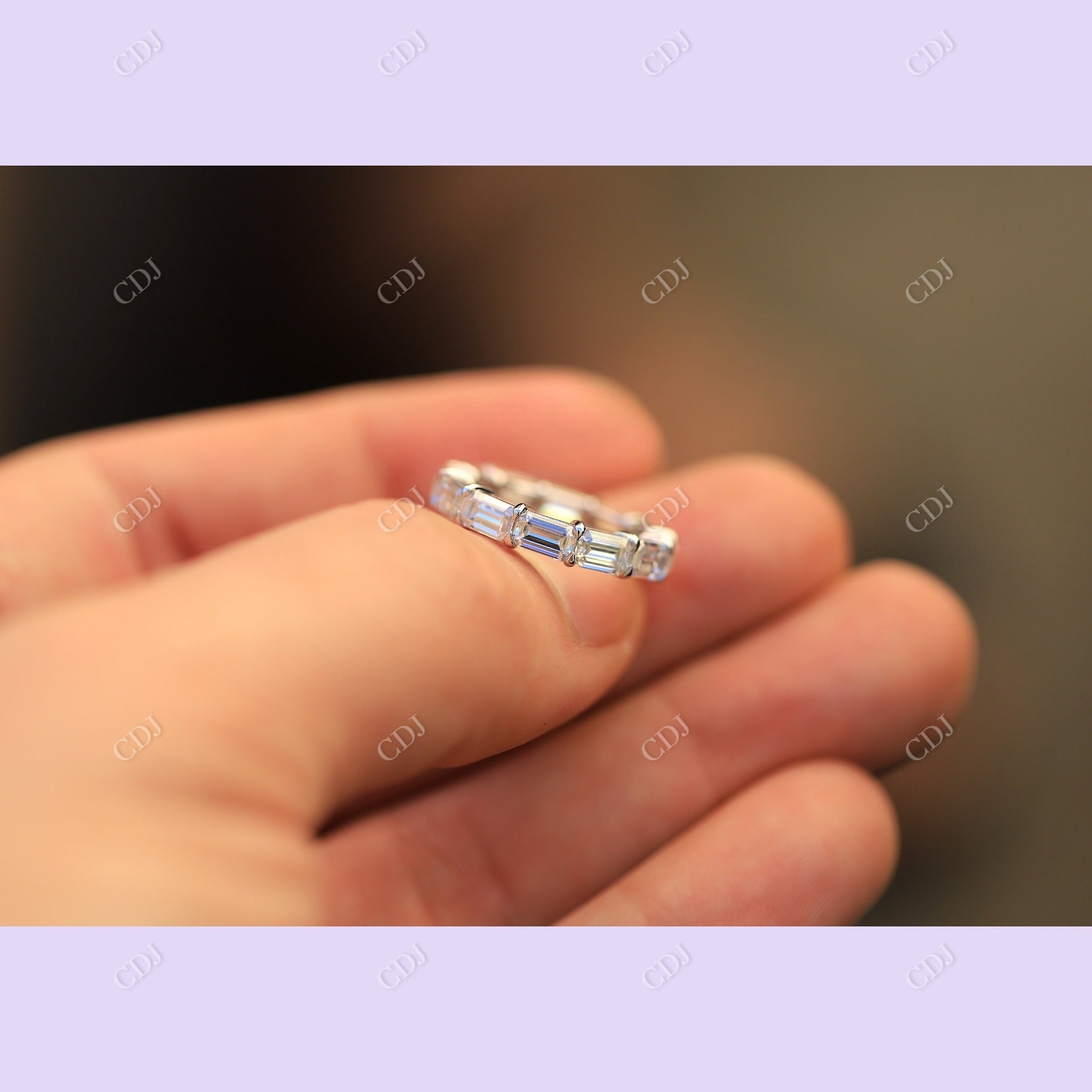 3.00CTW Emerald Cut Lab Grown Diamond Wedding Band  customdiamjewel   