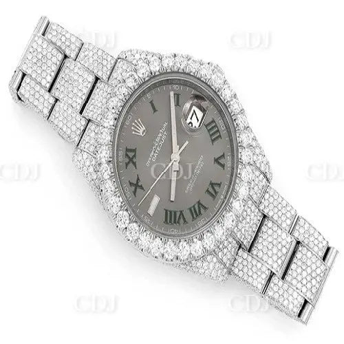 Custom Make Swiss Movement Stainless Steel Diamond Watch(27.70CTW)  customdiamjewel   