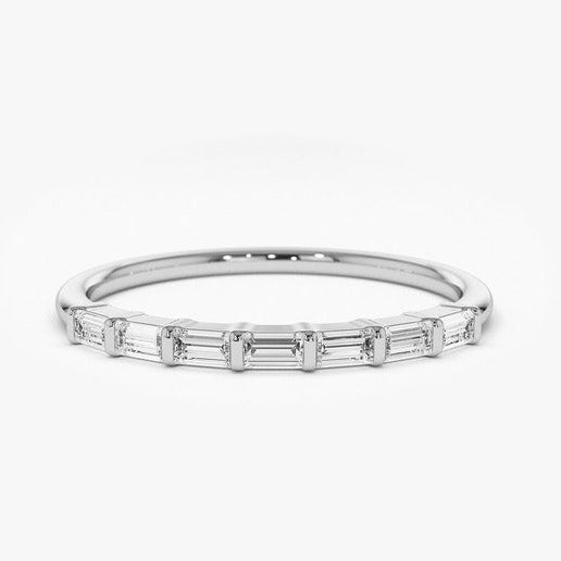 0.27CTW Baguette Cut Natural Diamond Half Eternity Band  customdiamjewel 10KT White Gold VVS-EF