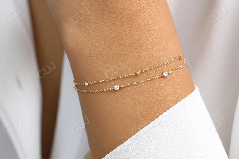 14k Gold Natural Brilliant Cut Bezel Set Diamond Bracelet  customdiamjewel   