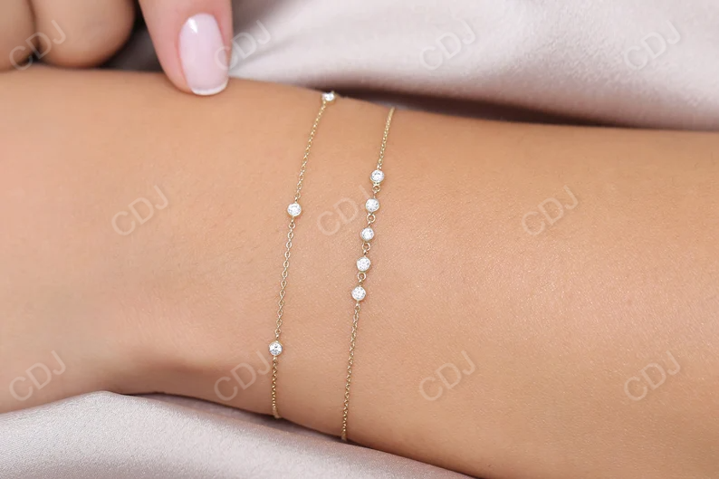 14k Gold Natural Brilliant Cut Bezel Set Diamond Bracelet  customdiamjewel   