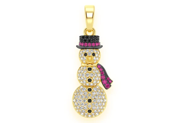 1.00CTW Diamond Mini Snowman Pendant  customdiamjewel   