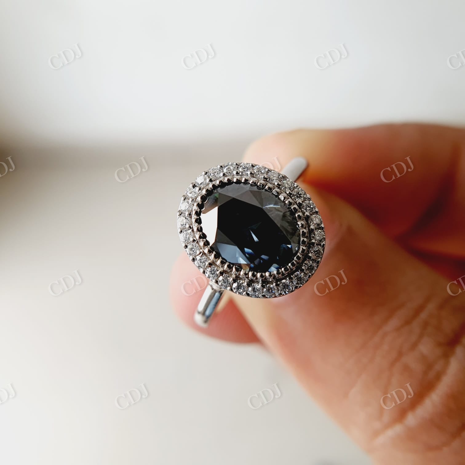 Oval Salt And Pepper Dark Eva Grey Moissanite Engagement Ring  customdiamjewel   