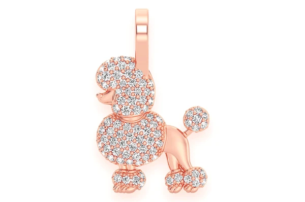 0.33CTW Cluster Diamond Poodle Pendant  customdiamjewel   