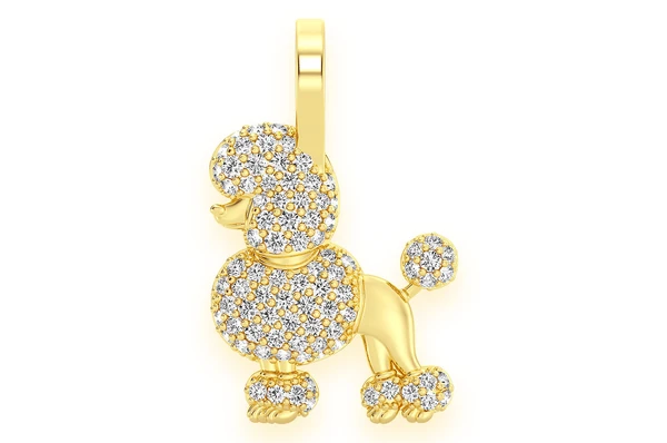 0.33CTW Cluster Diamond Poodle Pendant  customdiamjewel   