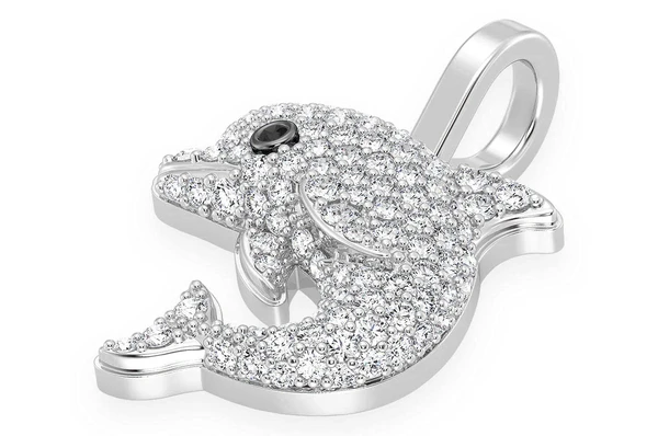 0.33CTW Diamond Dolphin Pendant  customdiamjewel   