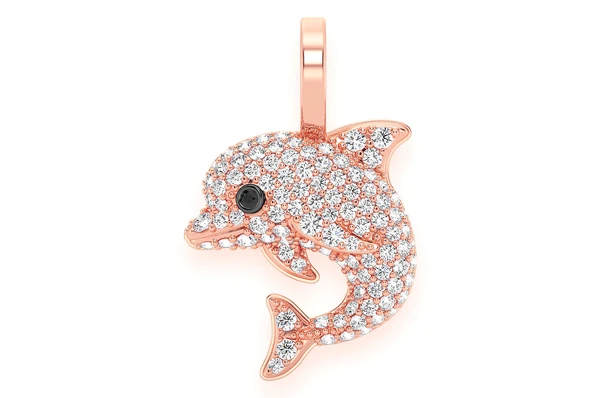 0.33CTW Diamond Dolphin Pendant  customdiamjewel   