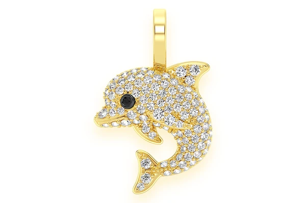 0.33CTW Diamond Dolphin Pendant  customdiamjewel   