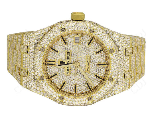 Yellow Gold Hip Hop AP Diamond Watch (25.75 CTW)  customdiamjewel   