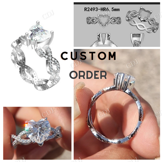 Twisted Band Heart Cut Moissanite Engagement Ring  customdiamjewel   